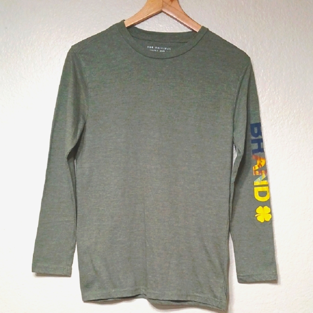 Lucky Brand Green Long Sleeve Tee with Sporty Sleeve Detail